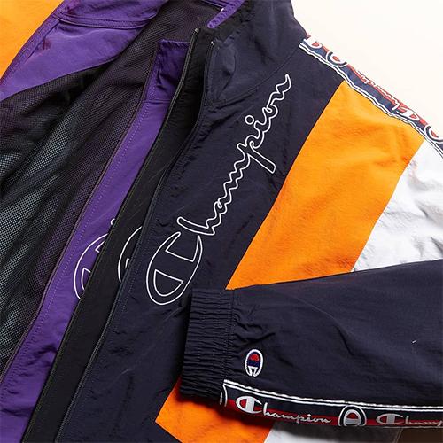 Logo overload: shop the new CHAMPION VINTAGE TAPED TRACKSUIT now