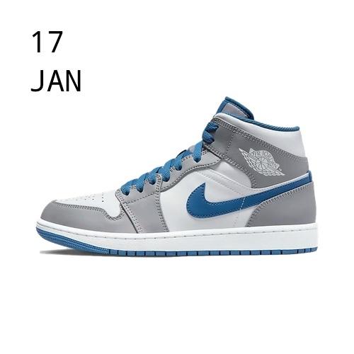 Nike Air Jordan 1 Mid Cement Grey True Blue – available now